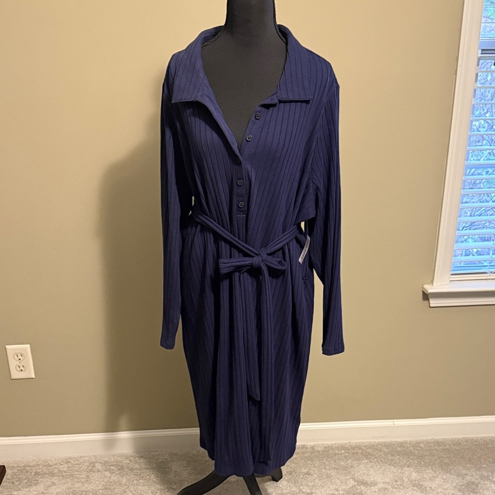 Navy Blue Long Sleeve Polo Dress